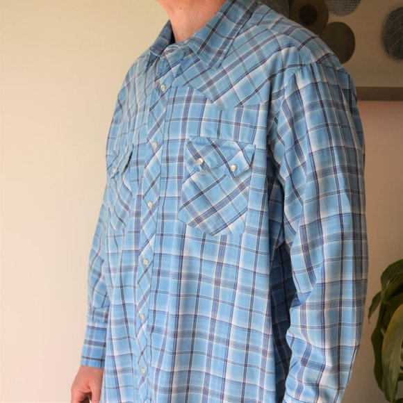 Wrangler medium blue snap front Western style shirt 2XL - Picture 3 of 6